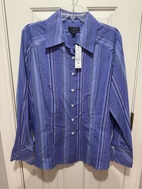Studio Men's Purple & Light Blue Striped Dress Shirt
